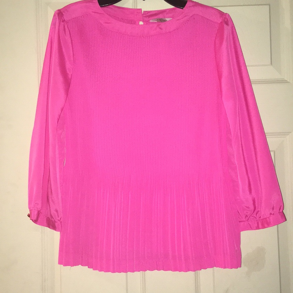 Girls hot pink pleated blouse size 14